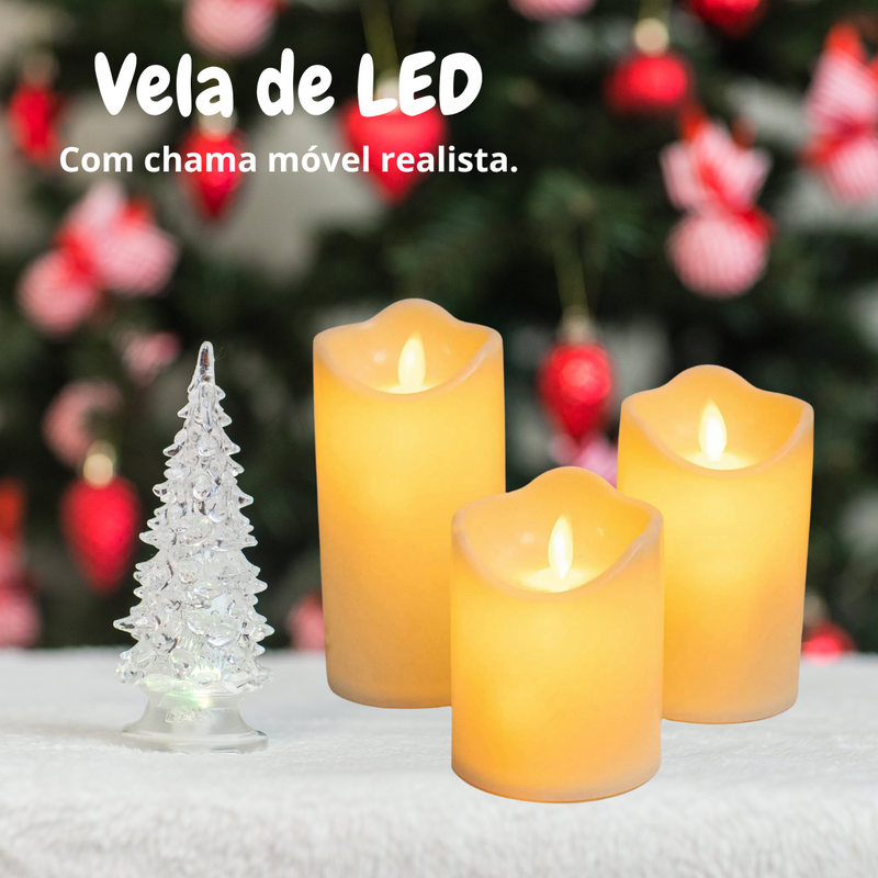 Vela de LED com Pavio Móvel: A Iluminação Perfeita para um Natal Seguro e Encantado.